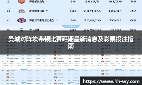 曼城对阵埃弗顿比赛延期最新消息及彩票投注指南